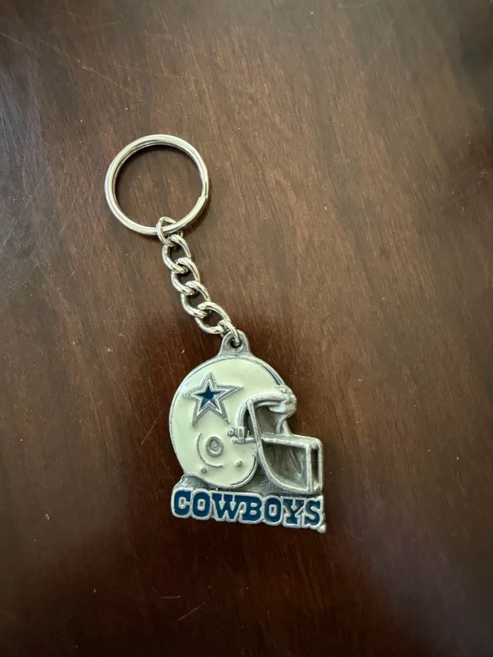 Vintage NFL Dallas Cowboys Silver and Blue Helmet Keychain